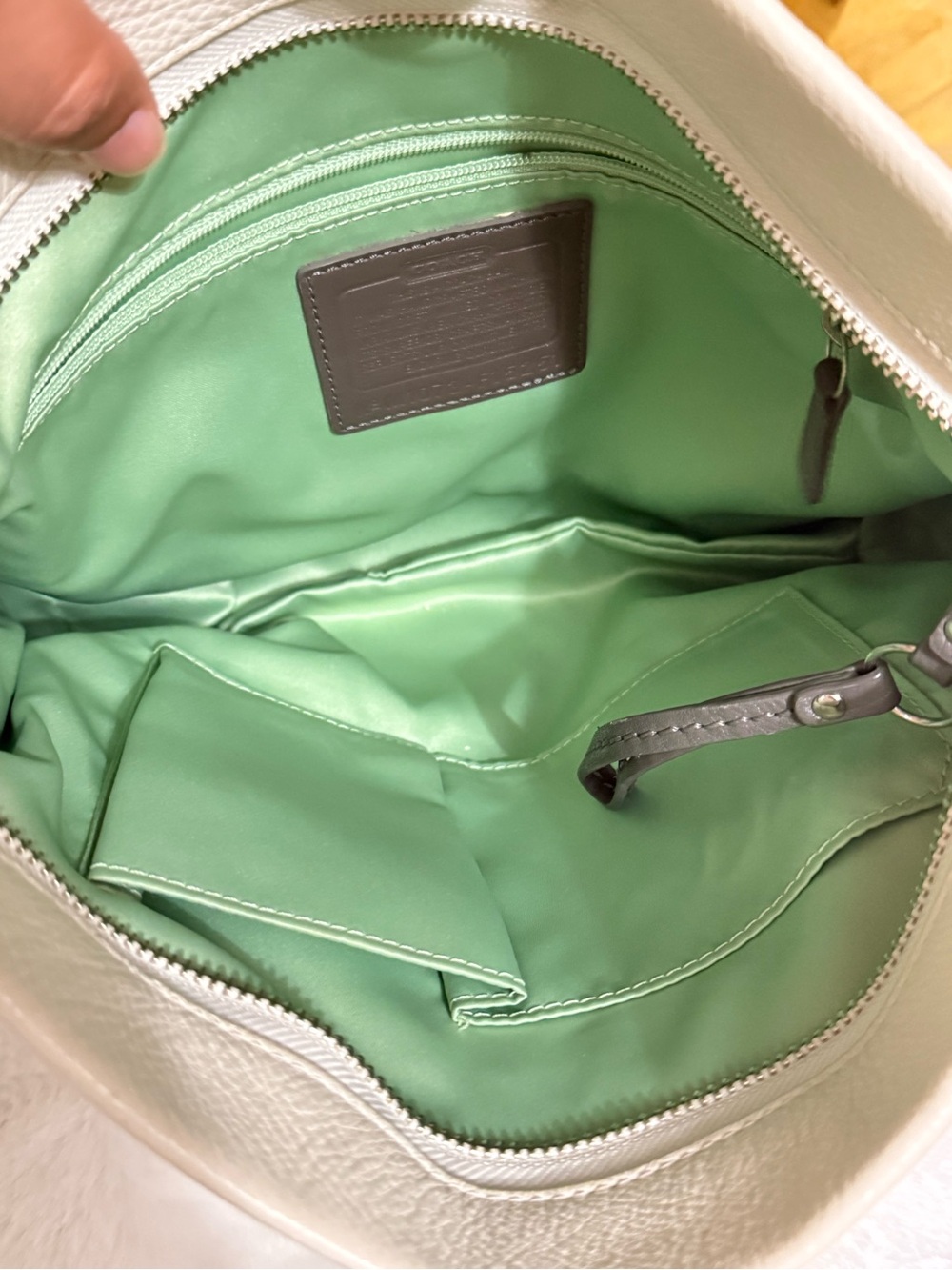 Coach White Leather Shoulder Bag with gray Accents - Picture 15 of 17